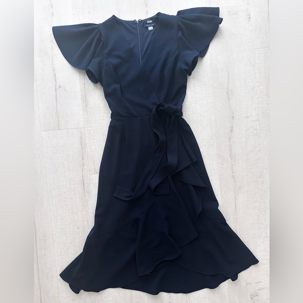 Tommy Hilfiger Navy Ruffle Midi Dress